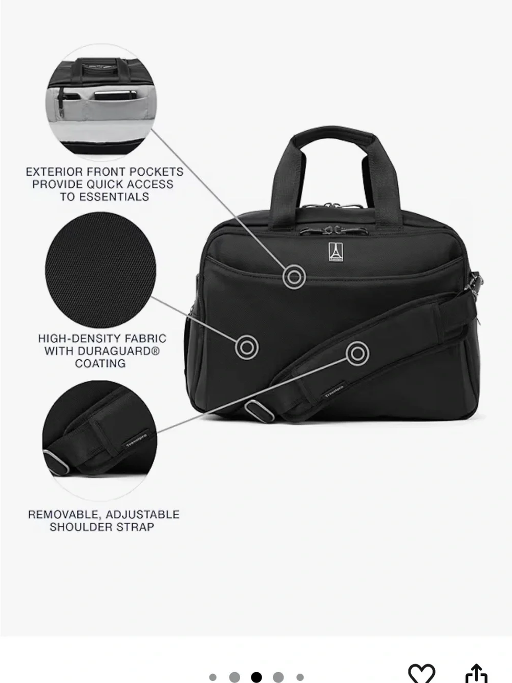 Travelpro Crew Classic Softside Luggage, Underseat Travel Tote Bag Laptop Brief